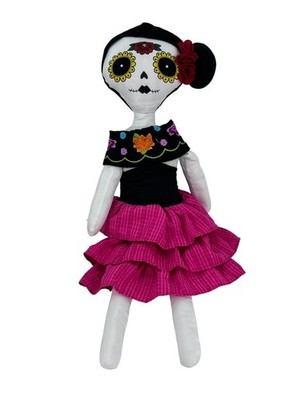 NWT Debi Lilly Doll Mexican Day Of The Dead Fiesta Sugar Skull weighted