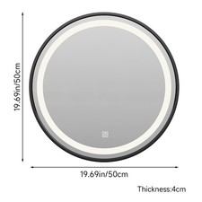 Round 500mm Bathroom Mirror Touch Switch with Adjustable 3 Color LED Lights