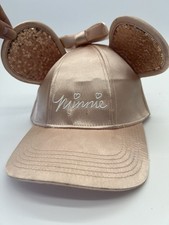 Disney Minnie Mouse Hat Cap /w Ears Rose Gold Sequins Snapback Wedding Honeymoon