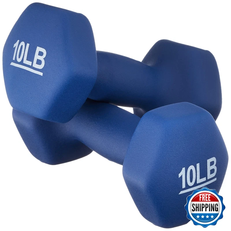 Retailer Basics Neoprene Dumbbell Hand Weights 10 Pound Pair Navy Blue Db1001