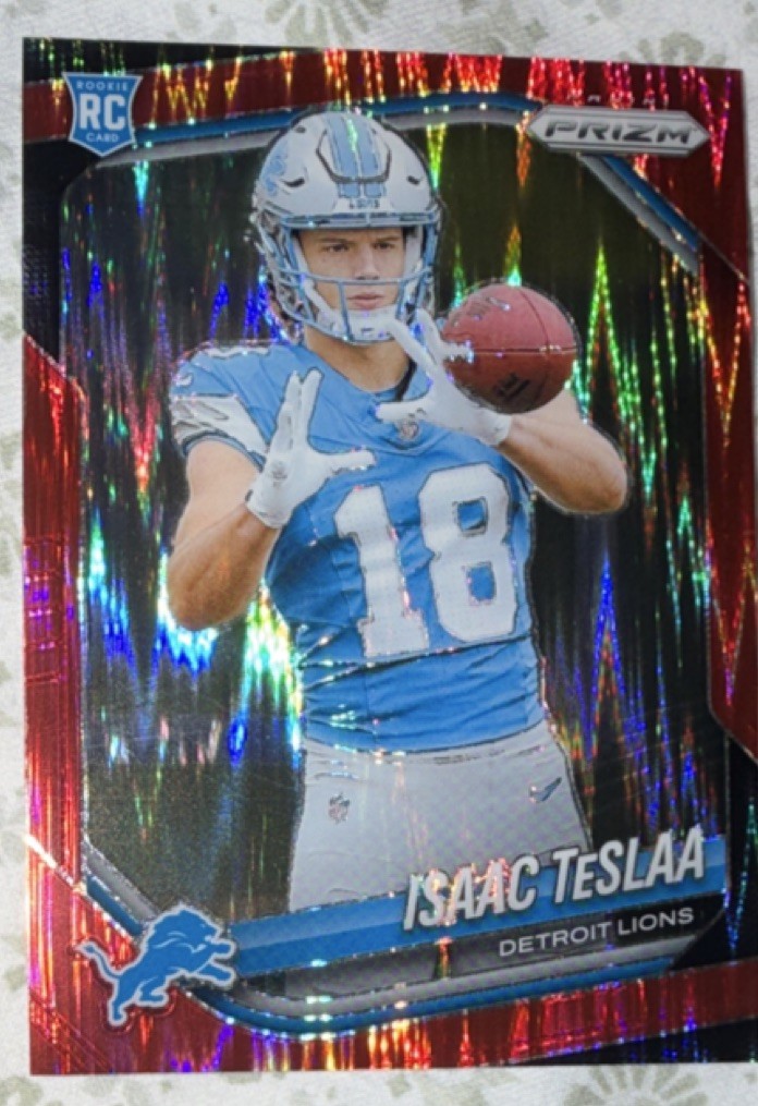 2025 Panini Prizm Isaac Teslaa #316 Red Flash Prizm Rookie Detroit Lions NFL