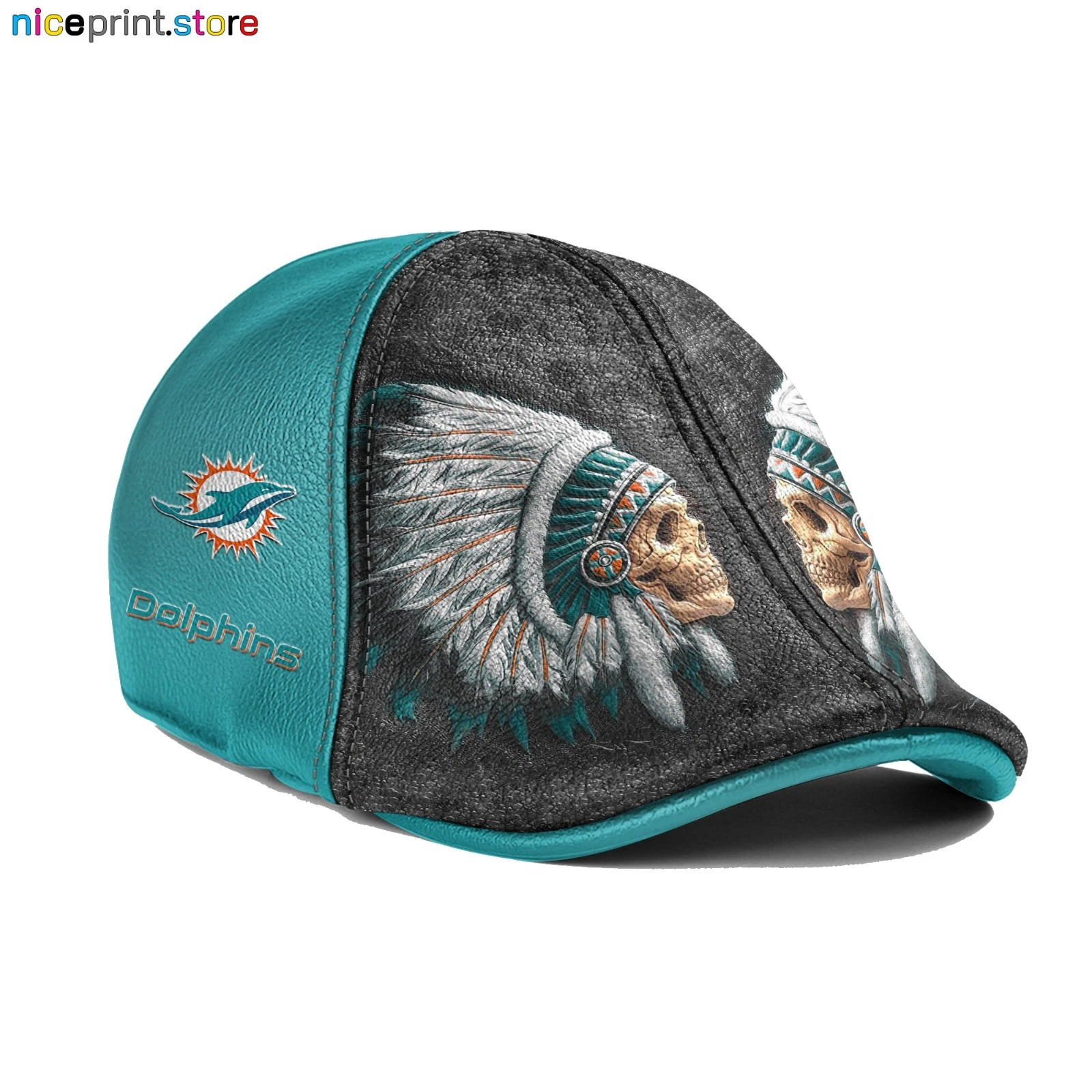 Leather Cap Miami Team Dolphins Ivy Cap football 6pannel Hat Golf Cap football Flat Cap