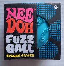 BLUE Needoh FUZZ BALL Flower Power Nee Doh Squish Stress Ball NEE-DOH Fuzzball