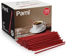 Disposable Red Coffee Stir Straws 5" Plastic Drink Stirrers Swizzle 2000-4000ct