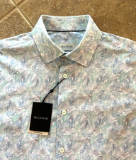 Bugatchi OoohCotton Tech 8 Way Stretch Button Up Shirt Men M Dusty Blue 179 NWT