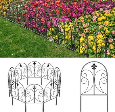 Decorative Garden Fence 10 Pack, 24in(H) x 10ft(L) Animal Barrier Fence, Rustpro