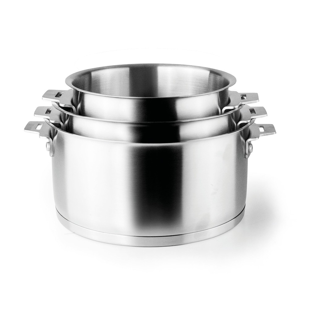 Casseroles en acier inoxydable anti-déformation lot de 3 pièces inox empilables