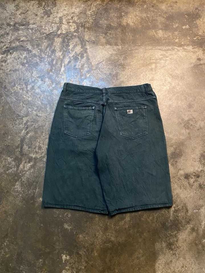 Vintage 90s Nike Denim Jorts “Dark Green “ (Waist 35) - Image 2 of 4