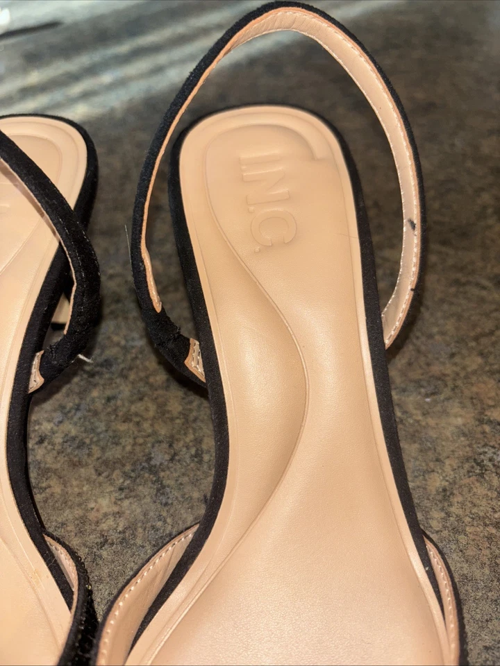 I.N.C. Women’s Size7m Gelsey slingback kitten heel pumps black rhinestones bow - Image 3 of 4