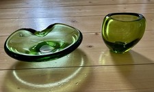 Holmegaard Per Lütken Herzvase und Schale in Grün