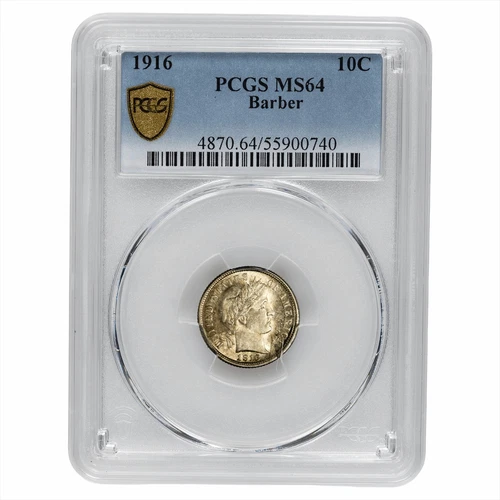 1916 Barber Dime 10C PCGS MS 64