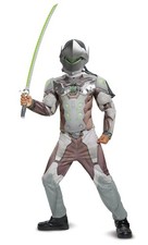 Disguise Overwatch Genji Jumpsuit, Muscle, Hood  Mask Child Size XL 14-16