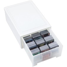 2400-Capacity Trading Card Storage Box with Drawer, Plastic Stackable Organiz...