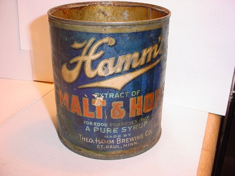 Vintage Prohibition Hamm's Beer MALT & HOPS syrup St Paul MN Advertising CAN