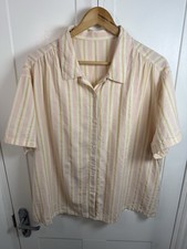 Uniqlo x Princesse Tam Tam Striped Shirt XL Pink Yellow Seersucker Cotton Blouse
