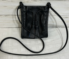 Fossil Small Black Pebbled Leather Crossbody Bag Purse Magnetic Tassels travel