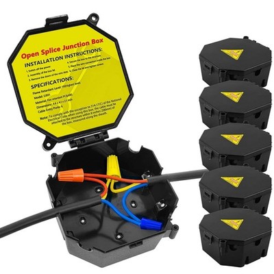 Electrical Junction Box Black Open Splice Box 5 Pack Flame Retardant V0
