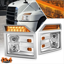 For 18-25 Mack Anthem Full LED Projector Chrome Housing Headlights Head Lamps