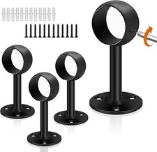 Ceiling Curtain Rod Brackets, Heavy Duty Curtain Rod 1-1/4'' - 4 Pack Black
