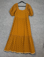 Madewell Maxi Dress Womens 8 Brown Yellow Cottage Core Prairie Milkmaid Bohemian