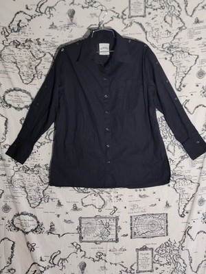 Dubgee by Whoopi Women s Button Down Shirt Size S Black Roll Tab Sleeve Casual