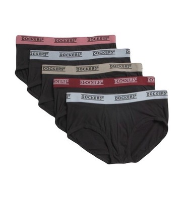 NWT Dockers.  Men's 5 Pack. Premium Cotton Fly Front Briefs. Black. MSRP $38.00