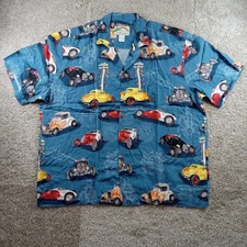 Paradise Found Hawaiian Shirt Mens XL Hot Rod Classic Car Rayon Aloha Vintage