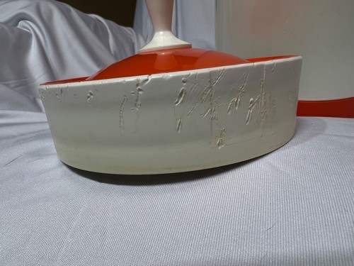 Vintage Thermoskanne Isoliergeschirr weiß orange Retro Melamin Krug 70er - Bild 9 von 9