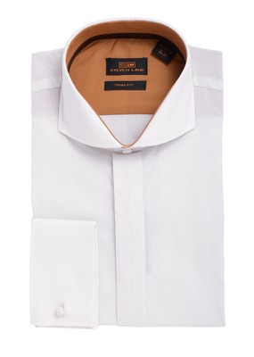 Steven Land Solid Cream Off-white Spread Collar French Cuff Cotton Dress Shirt Steven Land Solid Cream Off-white Spread Collar French Cuff Cotton Dress Shirt