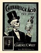 5x7 CARBARLICK ACID SKELETON vintage 1904 Halloween sheet music Art print