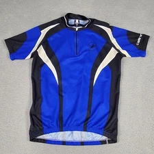 Castelli Light Wind Rain Cycling 1/4 Zip Jersey Blue Black White Sz Large