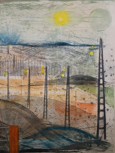 Vintage René Carcan Signed Limited Edition Abstract Etching "Under the Sun" - Picture 10 of 18