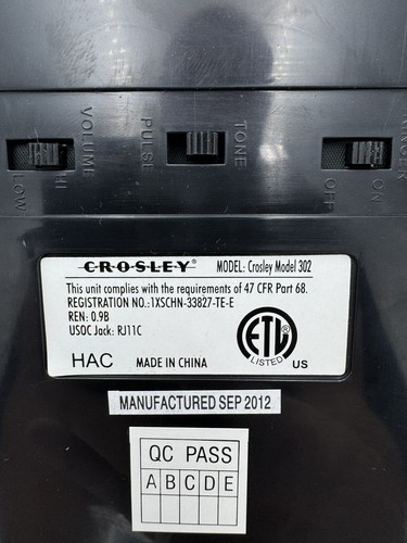 Telephone CROSLEY Wait for the Dial Tone , BURGONDY, REMAKE, MODEL 302 Works - Picture 11 of 11
