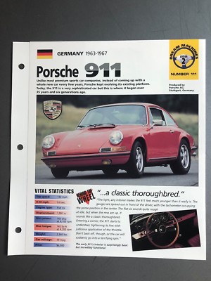 1963 - 1967 Porsche 911 Poster, Spec Sheet, Folder ,Brochure