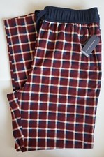 Nautica Pajama Lounge Sleep Pants Wine Navy White Plaid Pockets M Medium