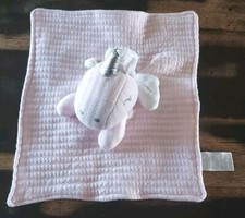 SONA G DESIGNS Cotton Plush Pink Unicorn Security Lovey Cotton 11" x 11"