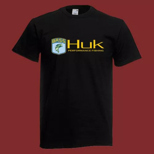 HUK BASS Fishing Men's Black T-Shirt Size S-5XL - Picture 1 of 3