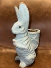 Vintage Paper Blue Mache Bunny Rabbit Candy Holder Easter 10” Basket 1950's