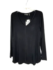 Attitudes by Renee Fine Spun Jersey Front Seamed Tunic Black Size Small NEW
