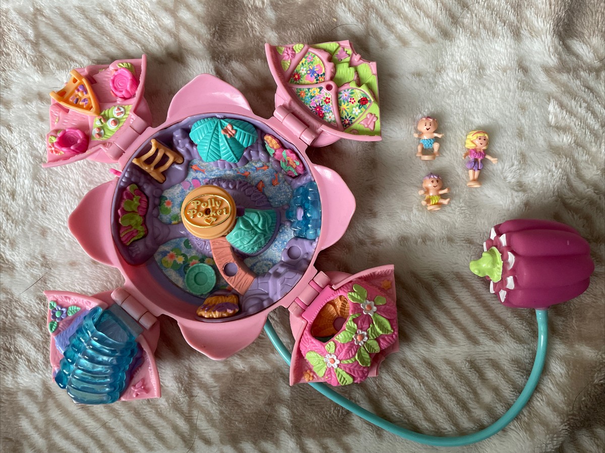 Vintage 1996 Polly Pocket Fountain Fantasy Waterlily Pink Lotus