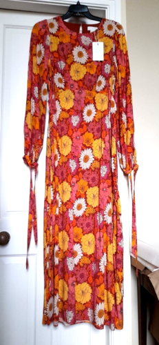 TED BAKER LELYAH RED FLORAL PRINT MAXI DRESS UK 12/TB 3 NWT - Picture 1 of 12