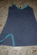 Midnight Coco Women's Full Slip XL Silver Gray with Lacey Teal Trim