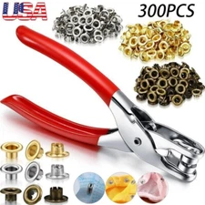300Pack Grommet Eyelet Pliers Kit Grommet Tool Kit for Leather/Belt/Shoes/Crafts