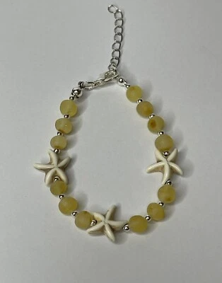 GENUINE BALTIC AMBER Stone Bracelet.Amber Bracelet with Starfish ADJUSTABLE - Image 1 of 4