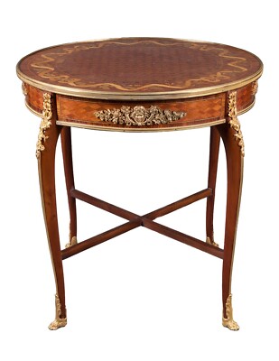 A FRENCH ANTIQUE KINGWOOD & MARQUETRY CENTER TABLE ATTRIBUTED TO FRANCOIS LINKE