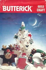 Butterick 6053 Christmas Tree Ornaments, Card Holder, Stocking UNCUT Pattern 80s