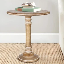 Wooden Pillar round End Table, Modern round Wooden Coffee Table, Living Room Rus