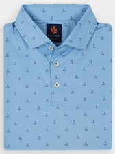 NEW Donald Ross SPORT MEDIUM Putting Green Print Polo Golf Shirt Neptune Blue