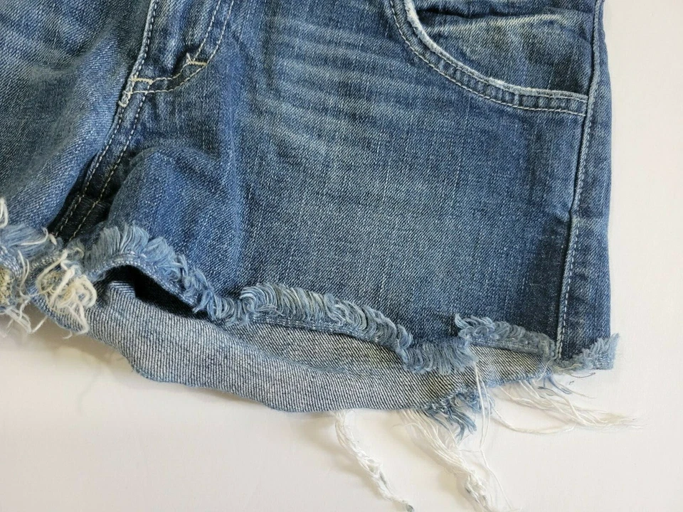 SIWY Billy Slouchy Cut off Frayed Mini Denim Shorts, Medium Wash - Size 28 - Image 3 of 4