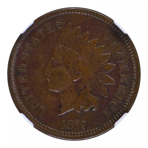 1872-P Indian Head Cent NGC AU50 BN
